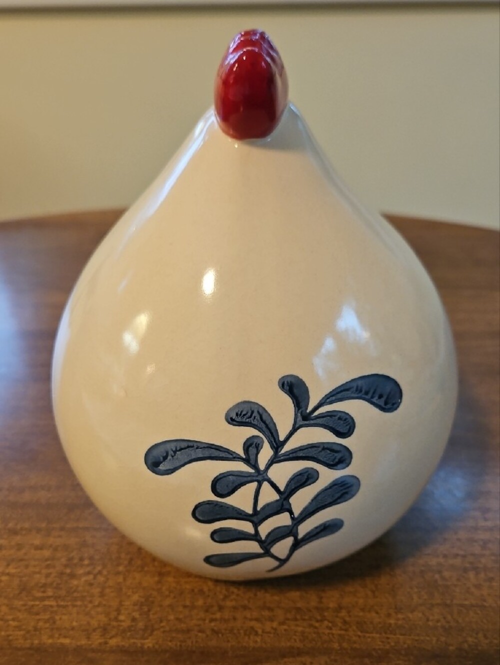 Scandinavian Ceramic Fat Hen Figurine Blue Floral Farmhouse Chicken Decor - Picture 3 of 7